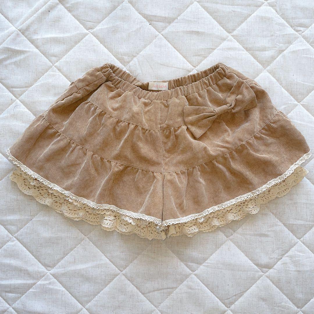 00s 希少 LIZLISA リボン付き ブラウン系ティアードスカパン 姫カジ