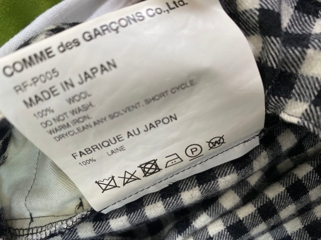 コムコム　ギンガムウールパンツ