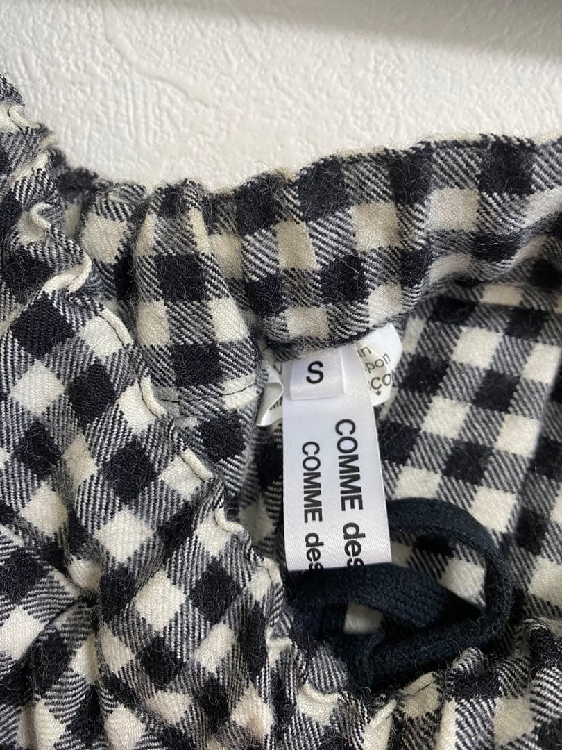 コムコム　ギンガムウールパンツ
