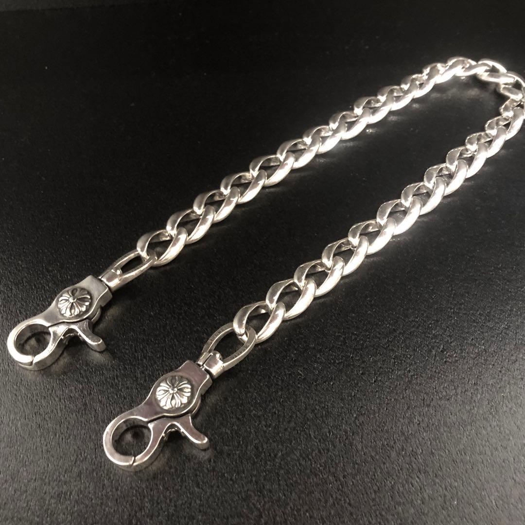 ウォレットチェーン　クラシック　ダブルクリップ　シルバー925刻印