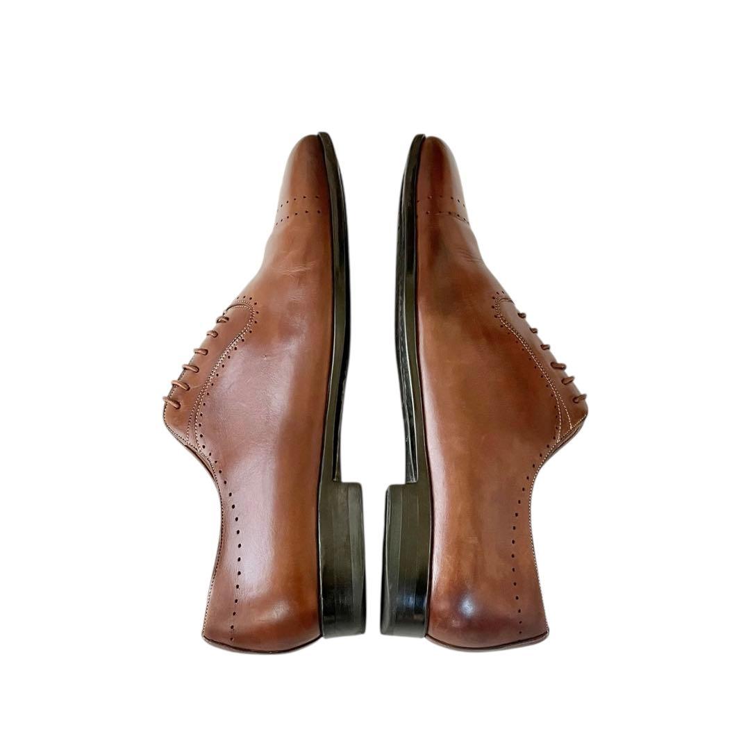 【美品】◾️サントーニ◾️オックスフォード◾️ストレートチップ◾️レザー◾️ブラウン