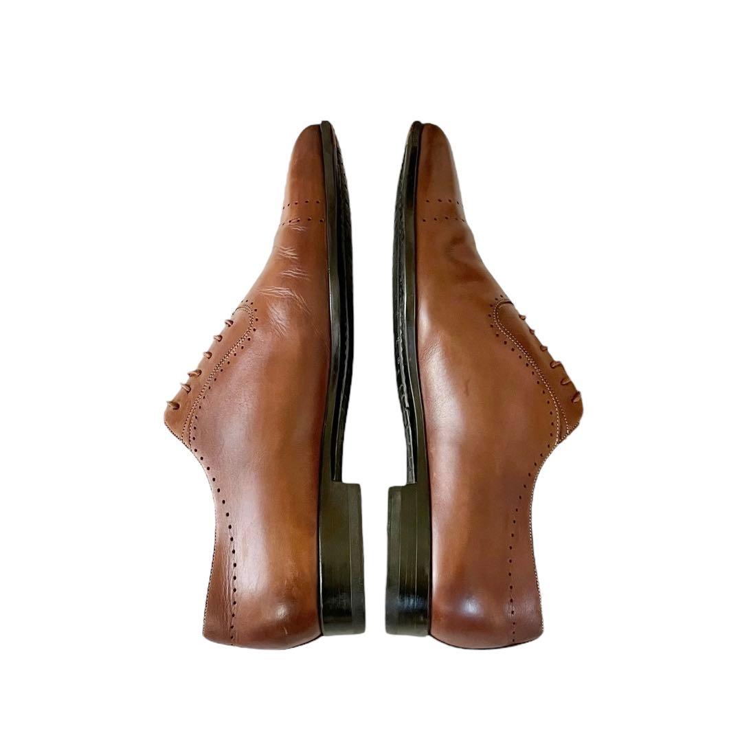 【美品】◾️サントーニ◾️オックスフォード◾️ストレートチップ◾️レザー◾️ブラウン