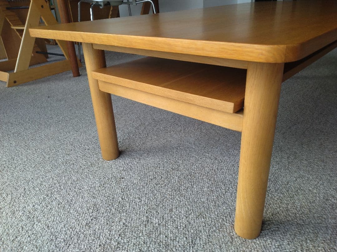 【美品】MUJI/無印良品 木製ローテーブル/オーク材110cm/ラウンジカフェ