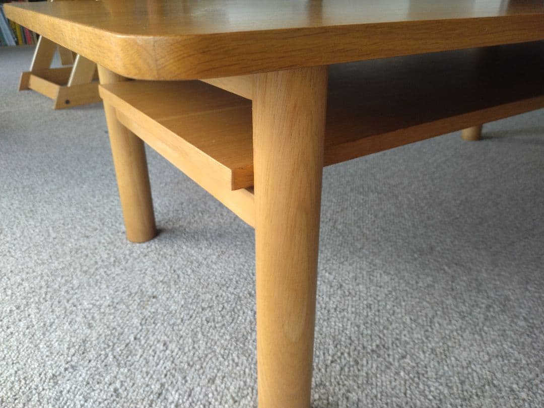 【美品】MUJI/無印良品 木製ローテーブル/オーク材110cm/ラウンジカフェ