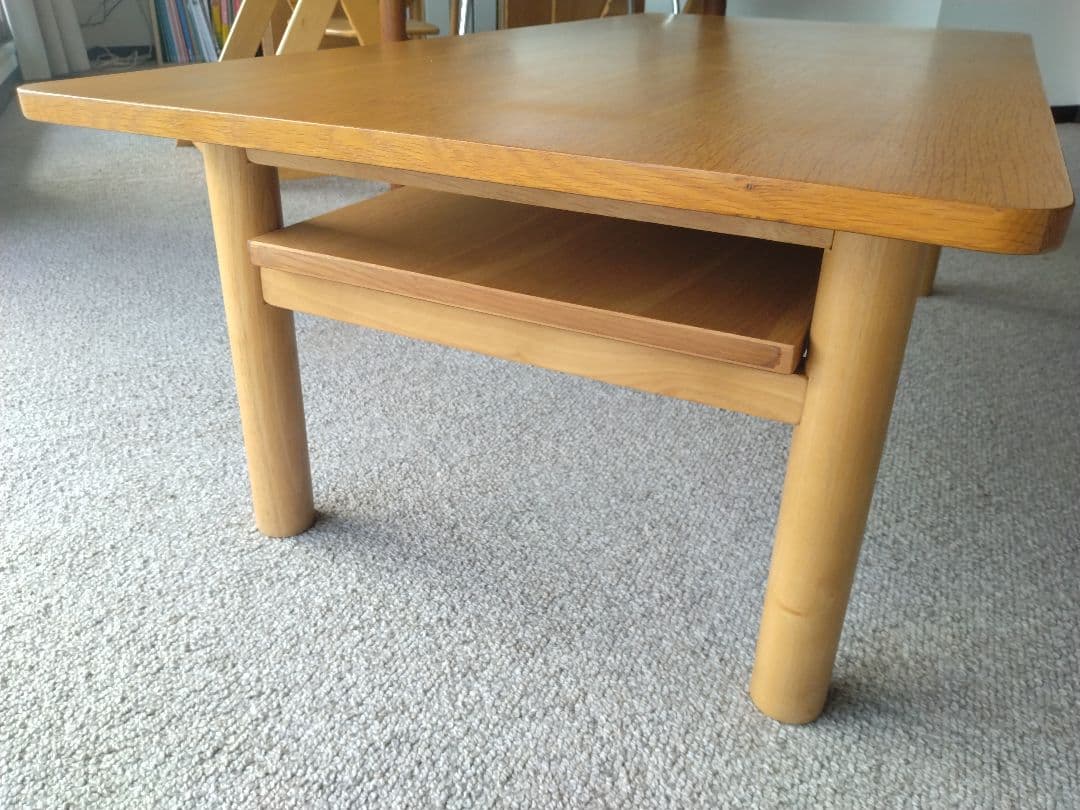 【美品】MUJI/無印良品 木製ローテーブル/オーク材110cm/ラウンジカフェ