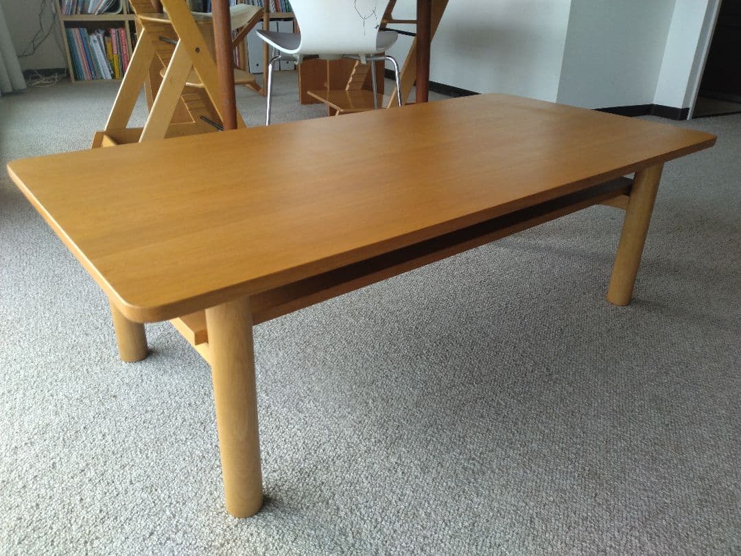 【美品】MUJI/無印良品 木製ローテーブル/オーク材110cm/ラウンジカフェ