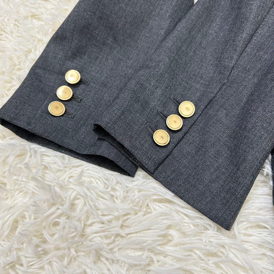 イエナ　ウールダブルブレストジャケット　金ボタン　グレー　Mサイズ　テーラード