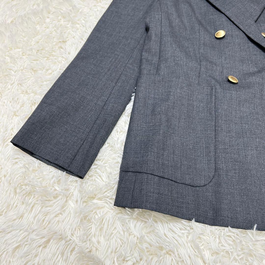 イエナ　ウールダブルブレストジャケット　金ボタン　グレー　Mサイズ　テーラード
