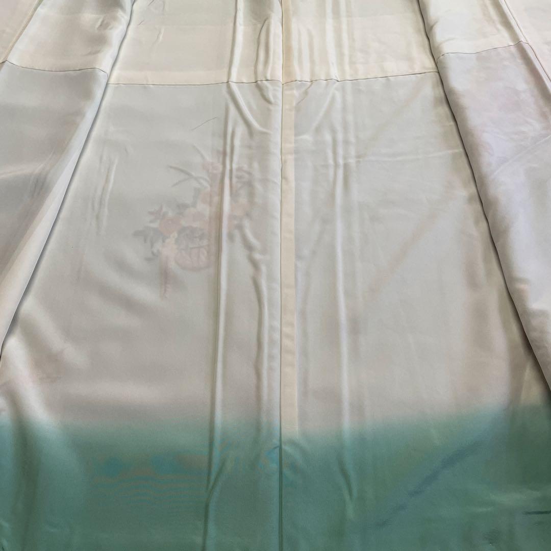 正絹　水色刺繍付下げ　高級美品