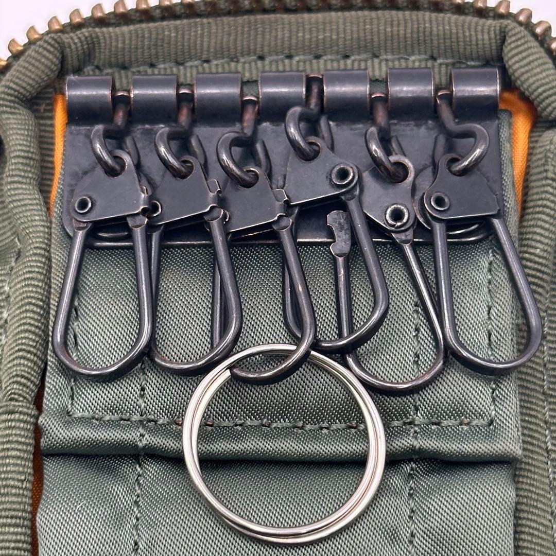 【良品】PORTER ポーター タンカー 6連 キーケース ラウンドジップ 緑
