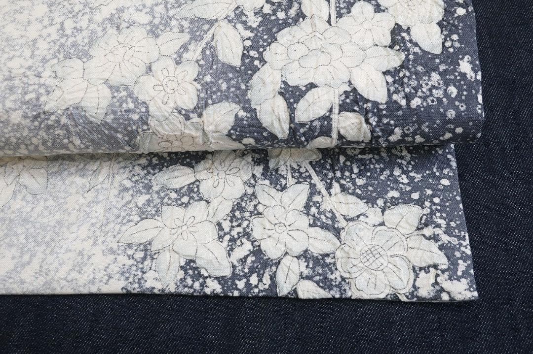 ★専用★未使用品 袋帯 藍鉄色濃淡 絞り紬地 4m36cm 六通 フォーマル正絹