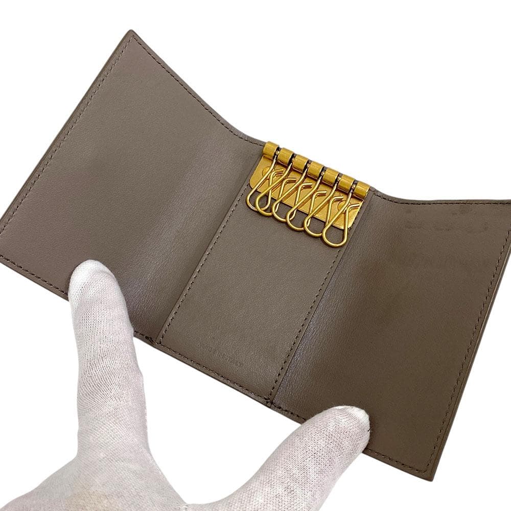 美品 CELINE セリーヌ キーケース 6連 レザー カーフスキン グレージュ