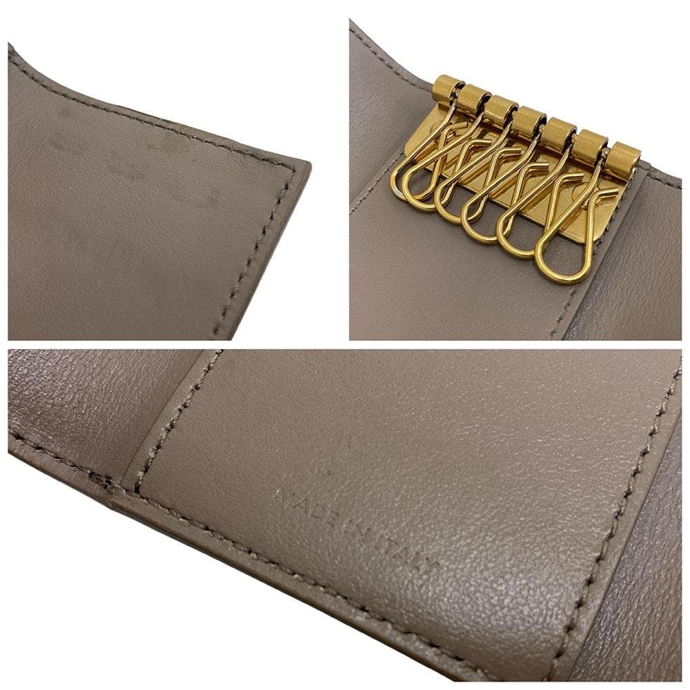 美品 CELINE セリーヌ キーケース 6連 レザー カーフスキン グレージュ