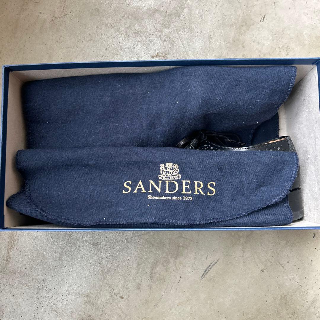 Sanders ブラック ウィングチップ シューズ