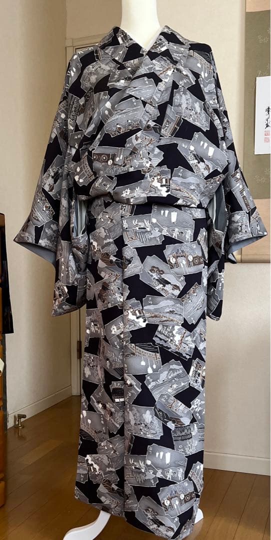 東海道53次しゃれ小紋正絹