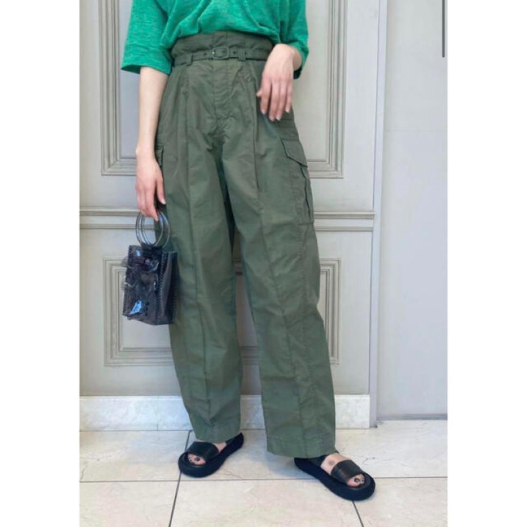 美品 Mame Kurogouchi コットンナイロン タックカーゴトラウザーズ