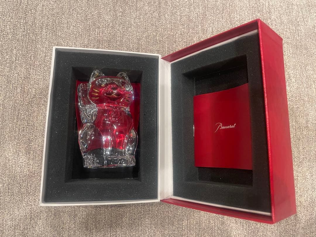 バカラ Baccarat 招き猫 クリスタル置物 まねきねこ 未使用 プレゼント