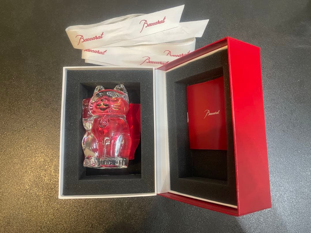バカラ Baccarat 招き猫 クリスタル置物 まねきねこ 未使用 プレゼント