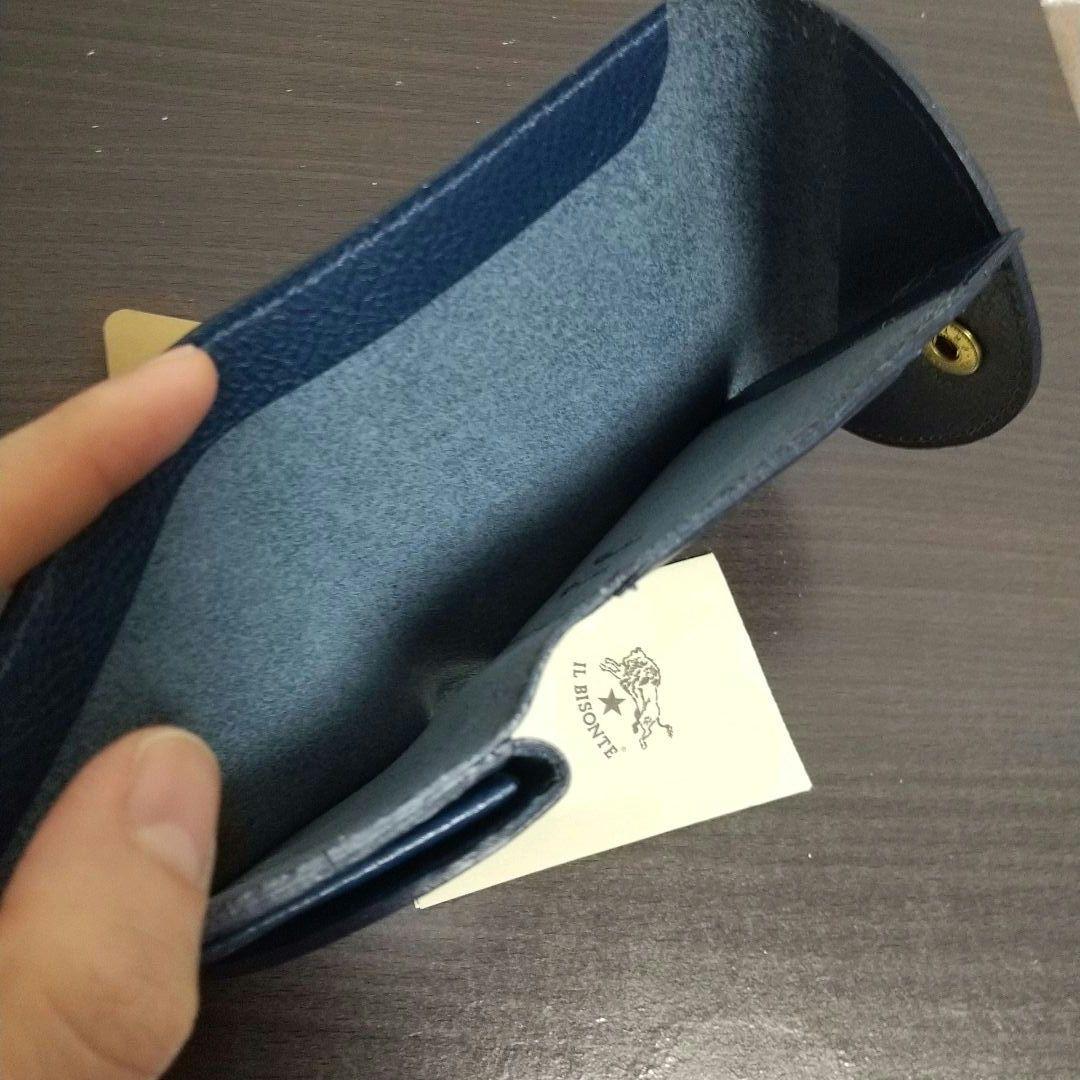 新品 イルビゾンテ 本革 レザー 三つ折り 財布 ウォレット ネイビー ブルー