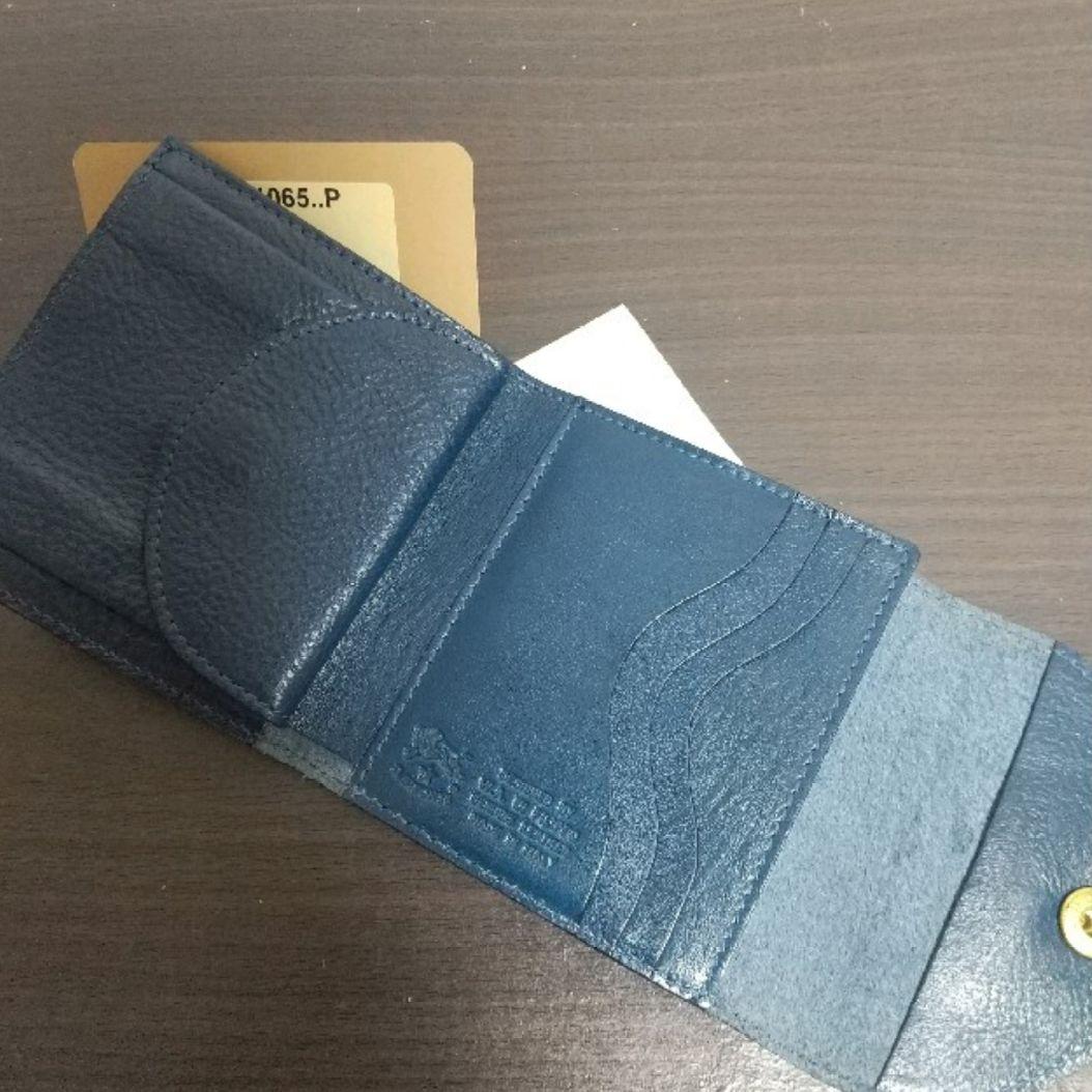 新品 イルビゾンテ 本革 レザー 三つ折り 財布 ウォレット ネイビー ブルー