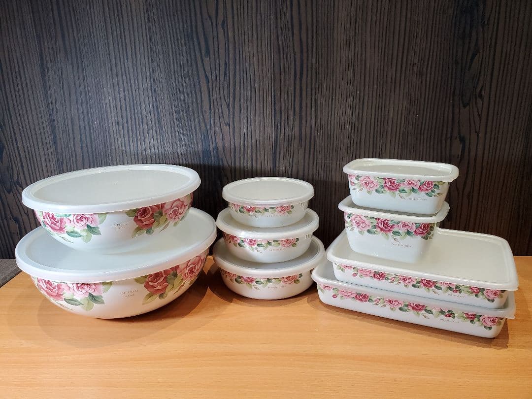g*n様 エジリー インペリアルローズ ホーロー 保存容器 9点セット 薔薇 ロ