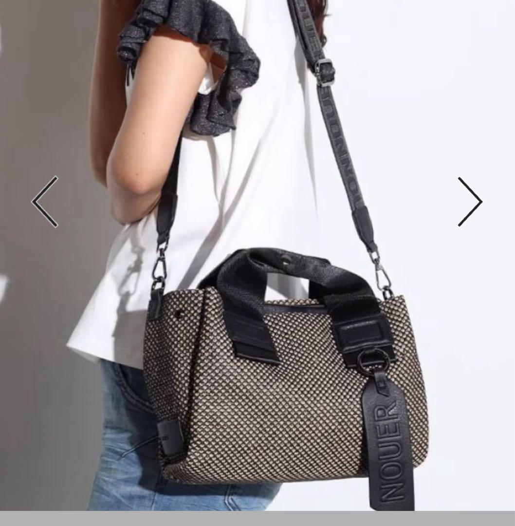 【新品】NOUER メッシュ 2WAYバッグ ベージュ/ブラック