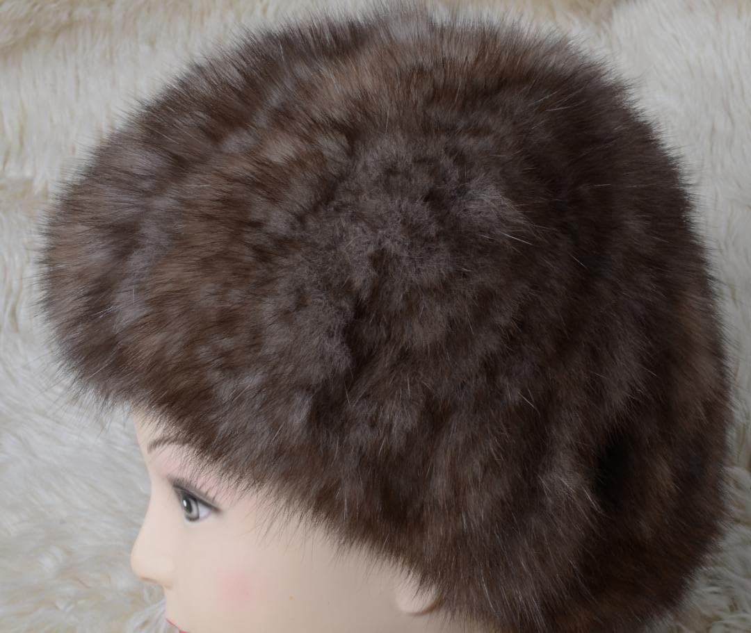 ★新品 限定★上品なセーブルの編込みベレー帽 /レデイース毛皮ファー