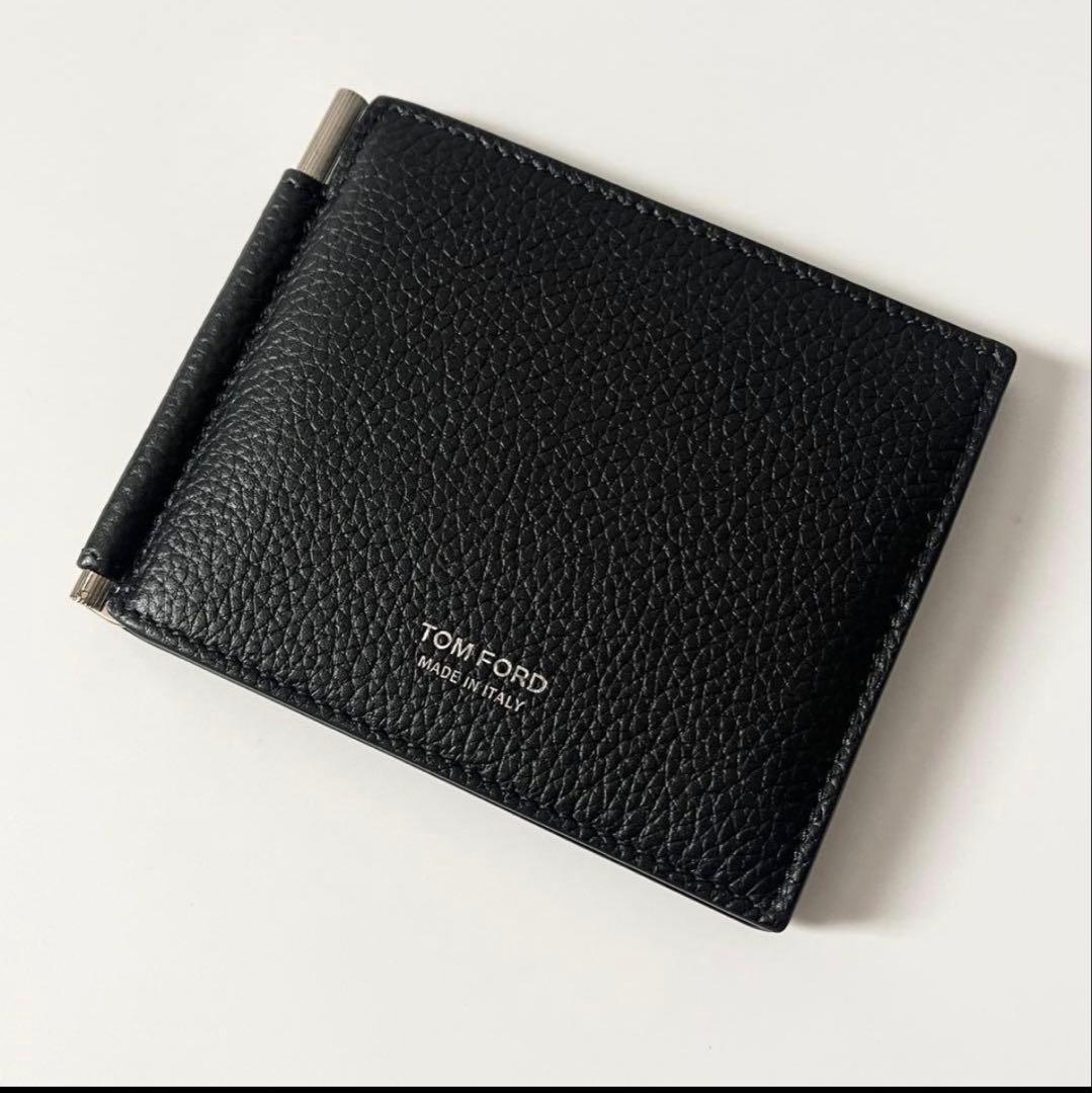 綺麗 TOM FORD マネークリップ　二つ折りレザー　黒ブラック 値下げ‪✕‬