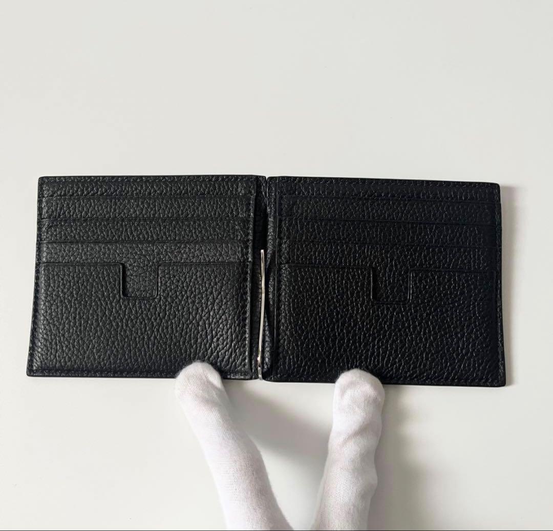 綺麗 TOM FORD マネークリップ　二つ折りレザー　黒ブラック 値下げ‪✕‬