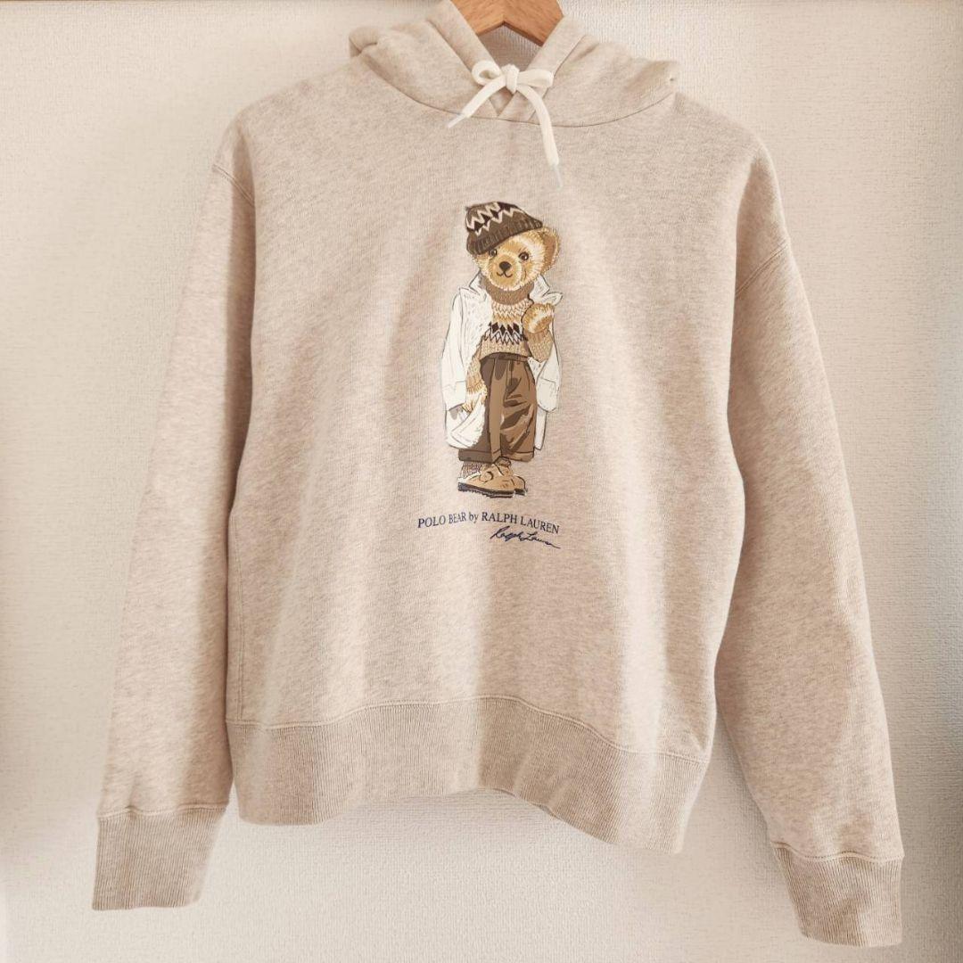 ​【極美品】ポロラルフローレン ポロベア パーカー 刺繍M オートミールベージュ