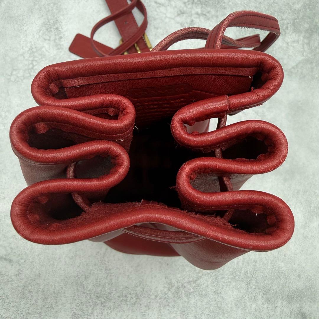 【良品】COACH オールドコーチ ショルダーバッグ 巾着 クロスボディ レッド