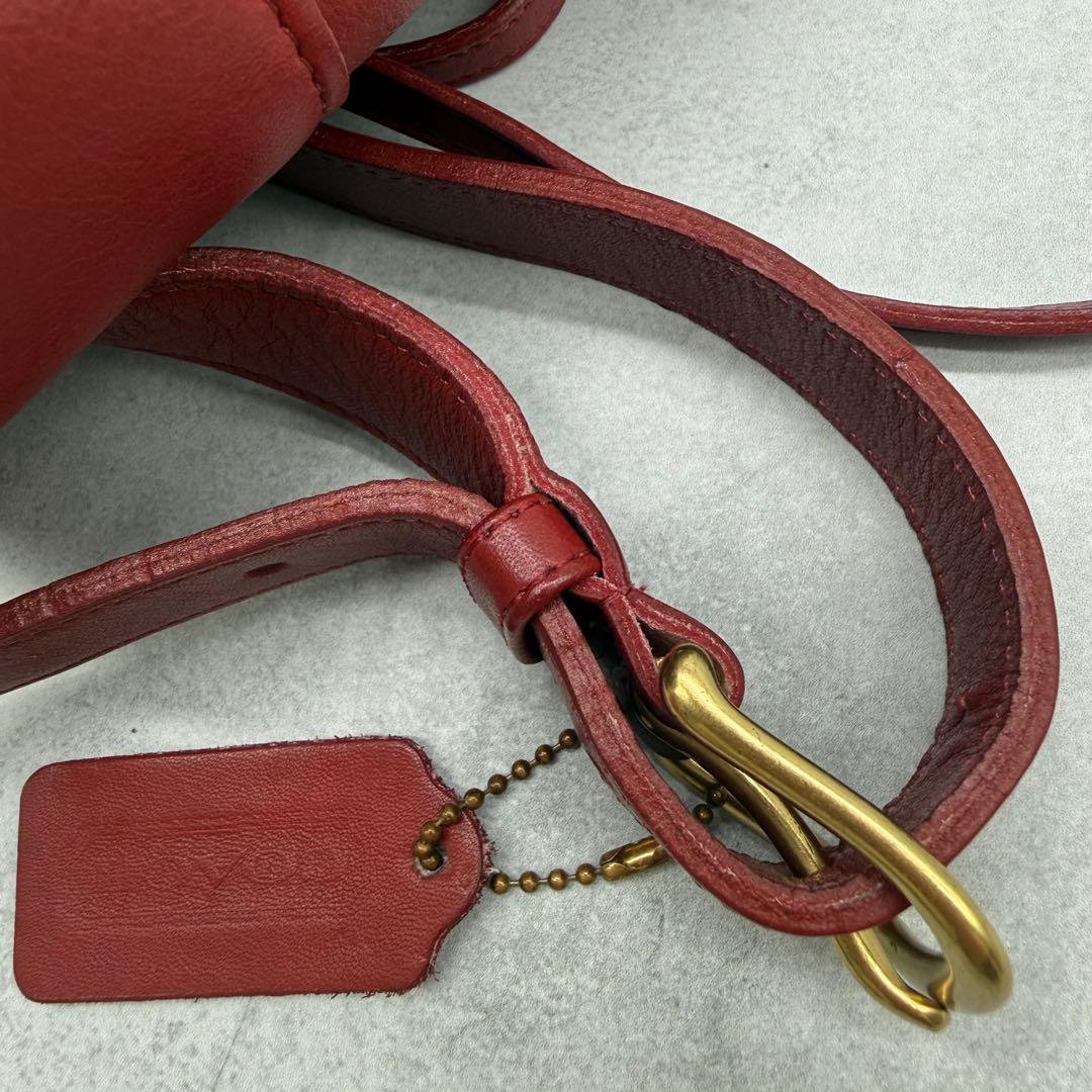 【良品】COACH オールドコーチ ショルダーバッグ 巾着 クロスボディ レッド