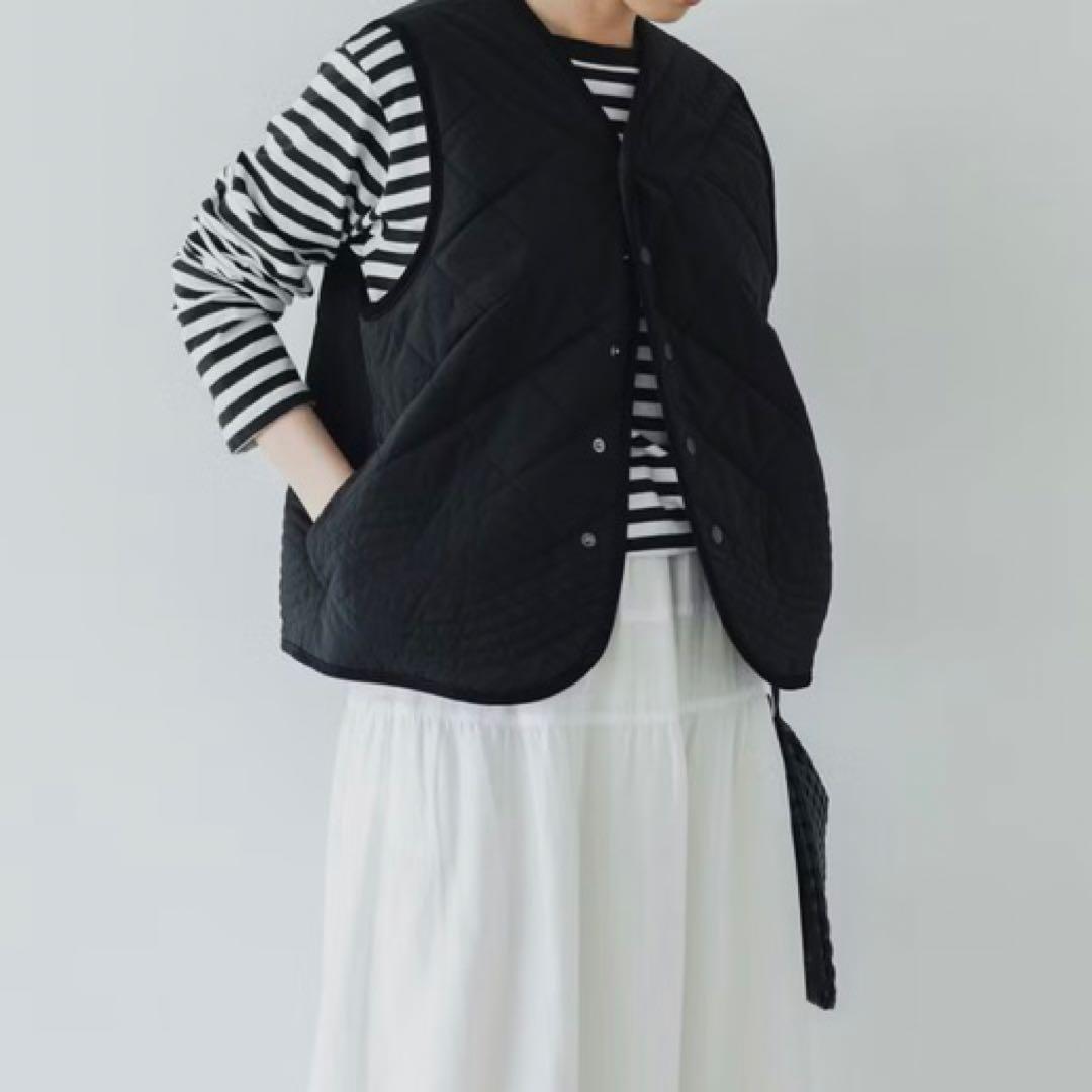 毎日着回したいキルティングベスト / よしいちひろさんコラボ ブラック