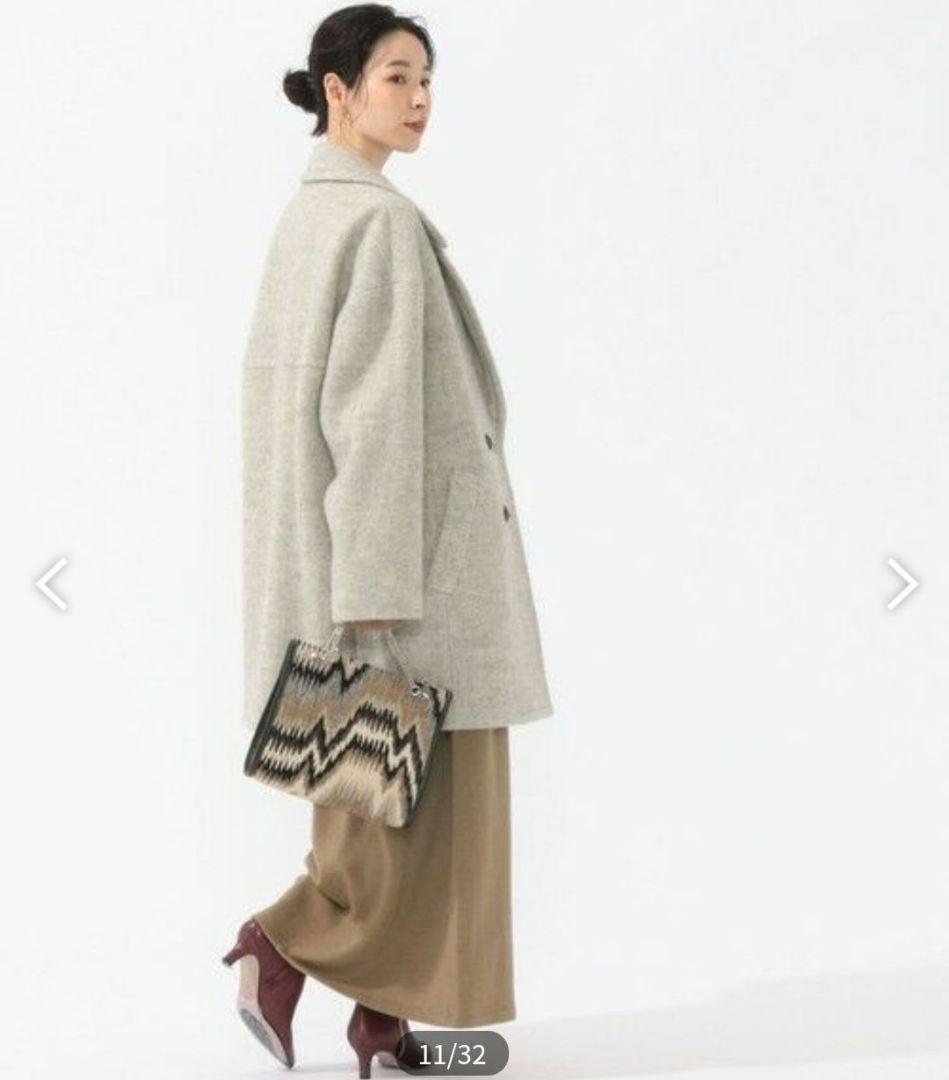 SHIPS / シップス ウール ヘリンボーン ダブルブレスト ツイード コート