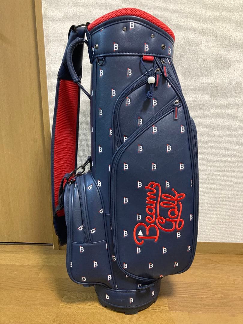 BEAMS ビームスゴルフ キャディバッグ オシャレ 可愛い ネイビー ティー柄