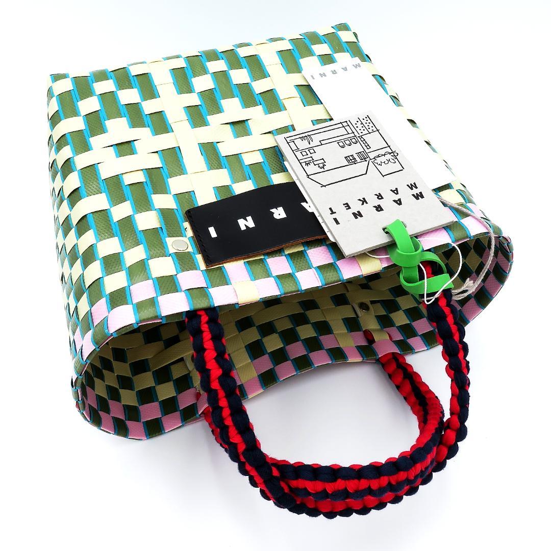 未使用★マルニMARNI★マーケット★トートバッグ★バスケット★ガーデングリーン