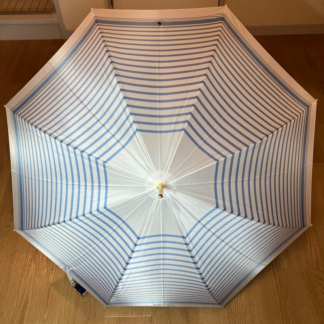 【未使用品】ポロラルフローレン ボーダー 長傘 ホワイト×ブルー