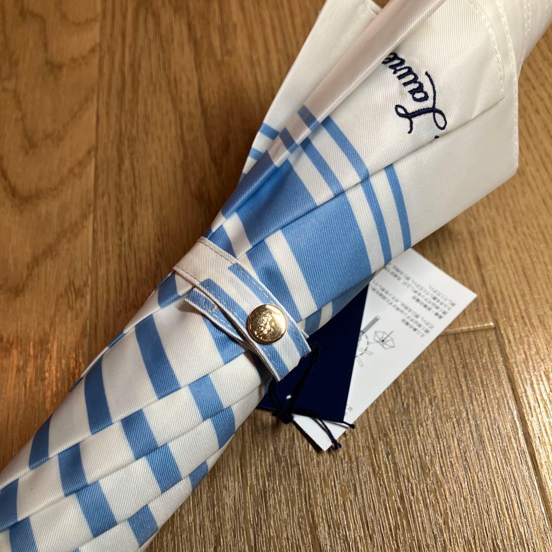 【未使用品】ポロラルフローレン ボーダー 長傘 ホワイト×ブルー