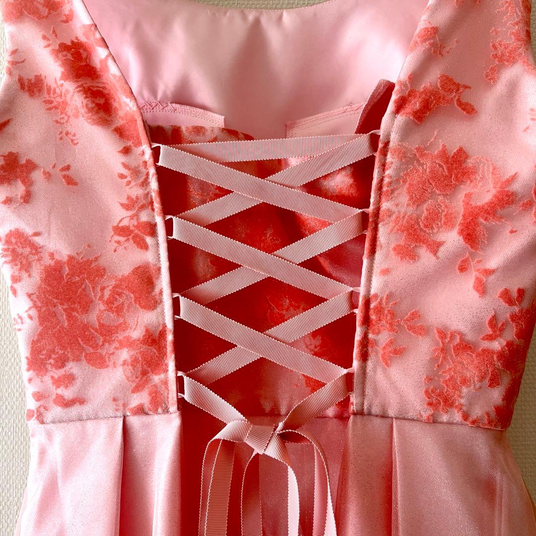 美品AIMERエメ ロングドレス コーラルピンク オーガンジーAライン ステージ