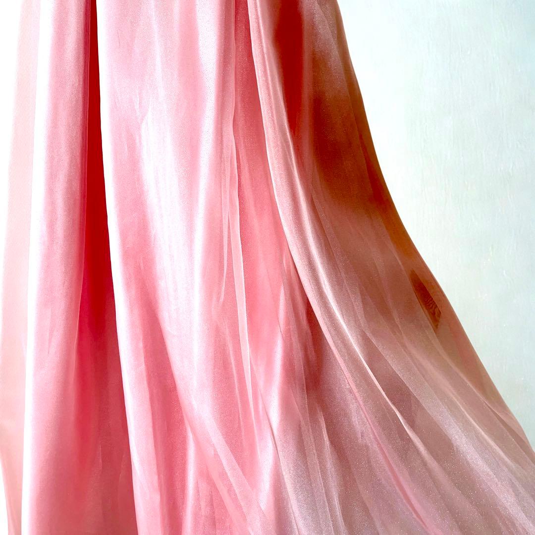 美品AIMERエメ ロングドレス コーラルピンク オーガンジーAライン ステージ