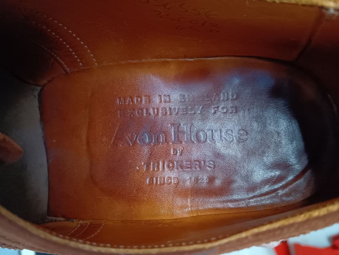 ム*ン様 80s トリッカーズ製エーボンハウス スエードウィングチップ 6 1/