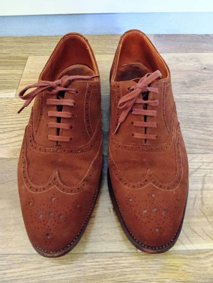 ム*ン様 80s トリッカーズ製エーボンハウス スエードウィングチップ 6 1/
