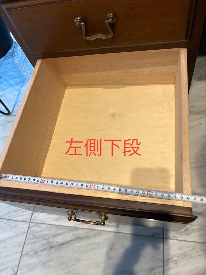 木製大型デスク 引き出し付き
