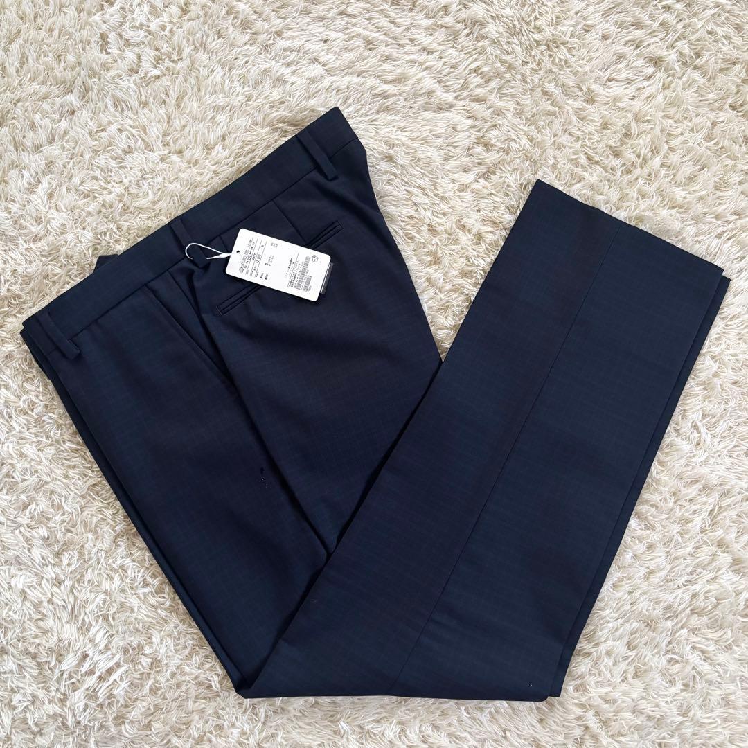 未使用タグ付✨グリーンレーベルリラクシング　スーツ　セットアップ　紺　チェック