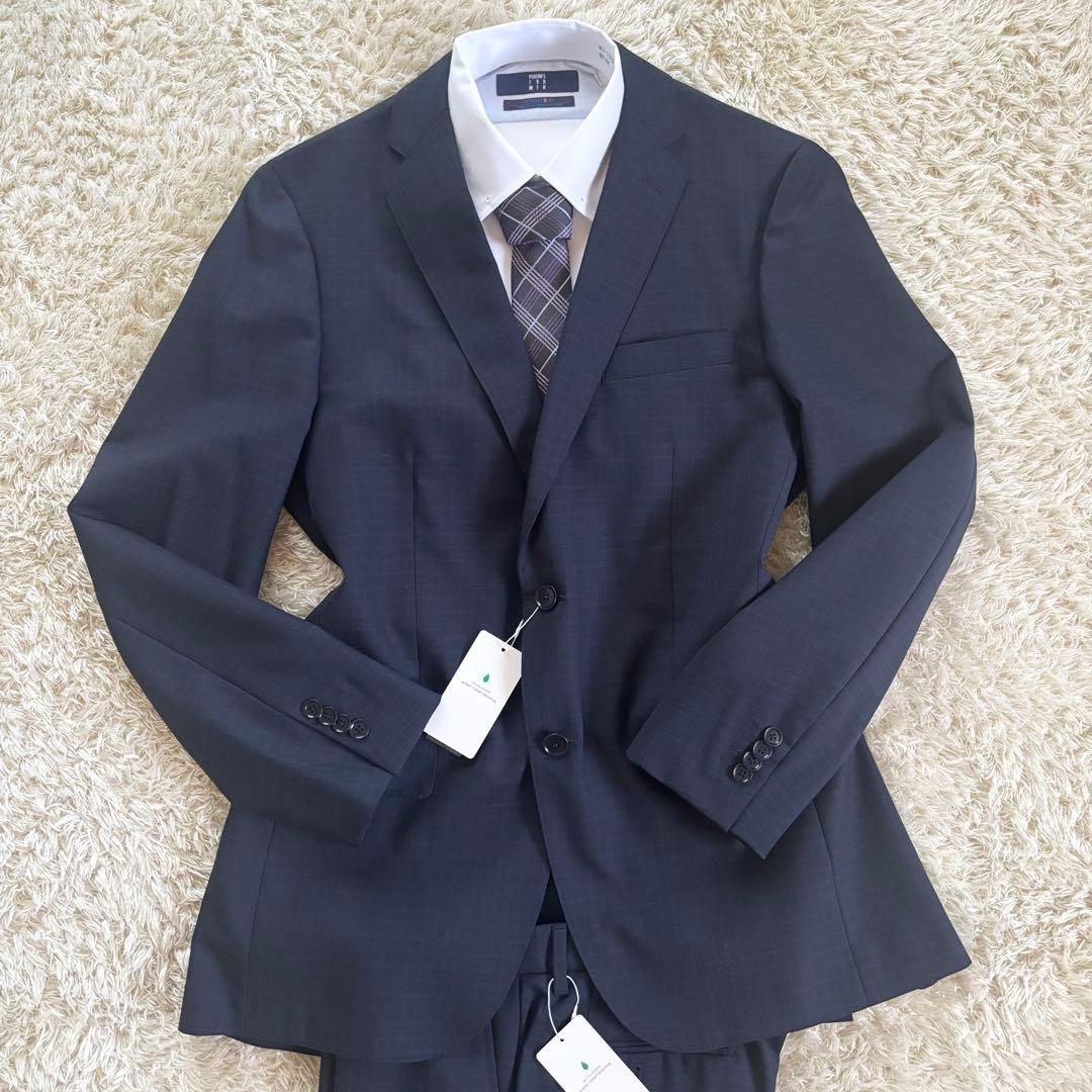 未使用タグ付✨グリーンレーベルリラクシング　スーツ　セットアップ　紺　チェック
