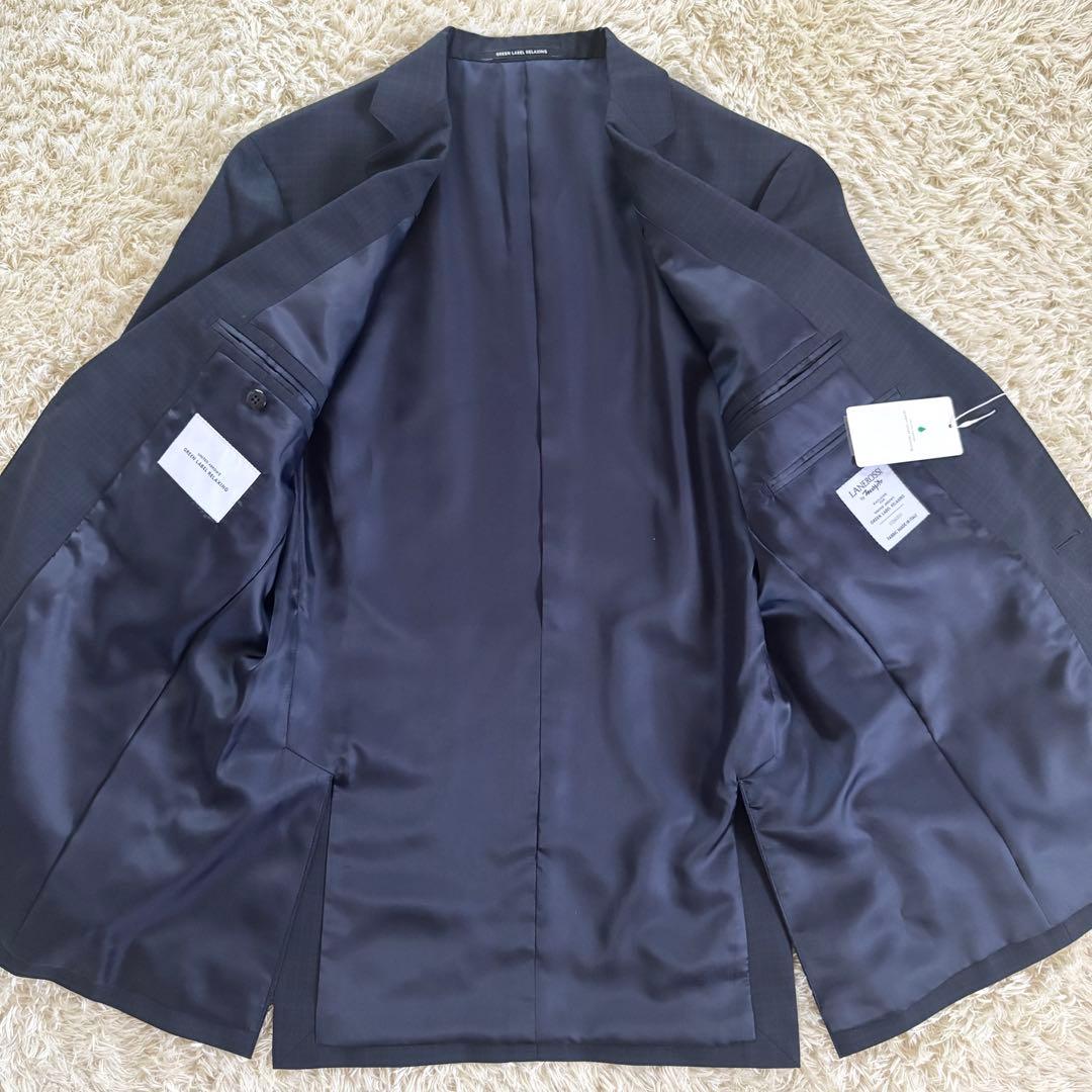 未使用タグ付✨グリーンレーベルリラクシング　スーツ　セットアップ　紺　チェック