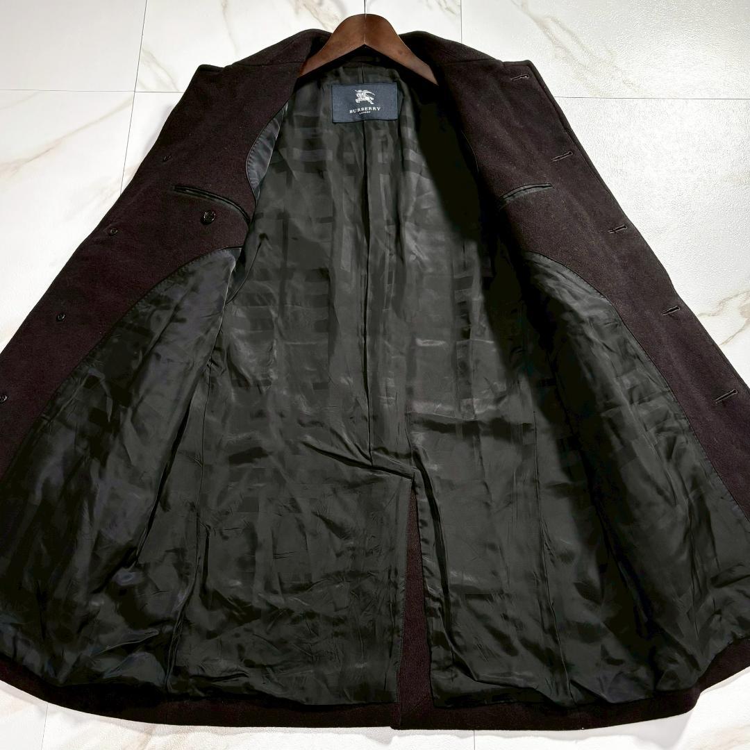 バーバリー ロンドン ステンカラーコート カシミヤ混 裏地シャドーチェック