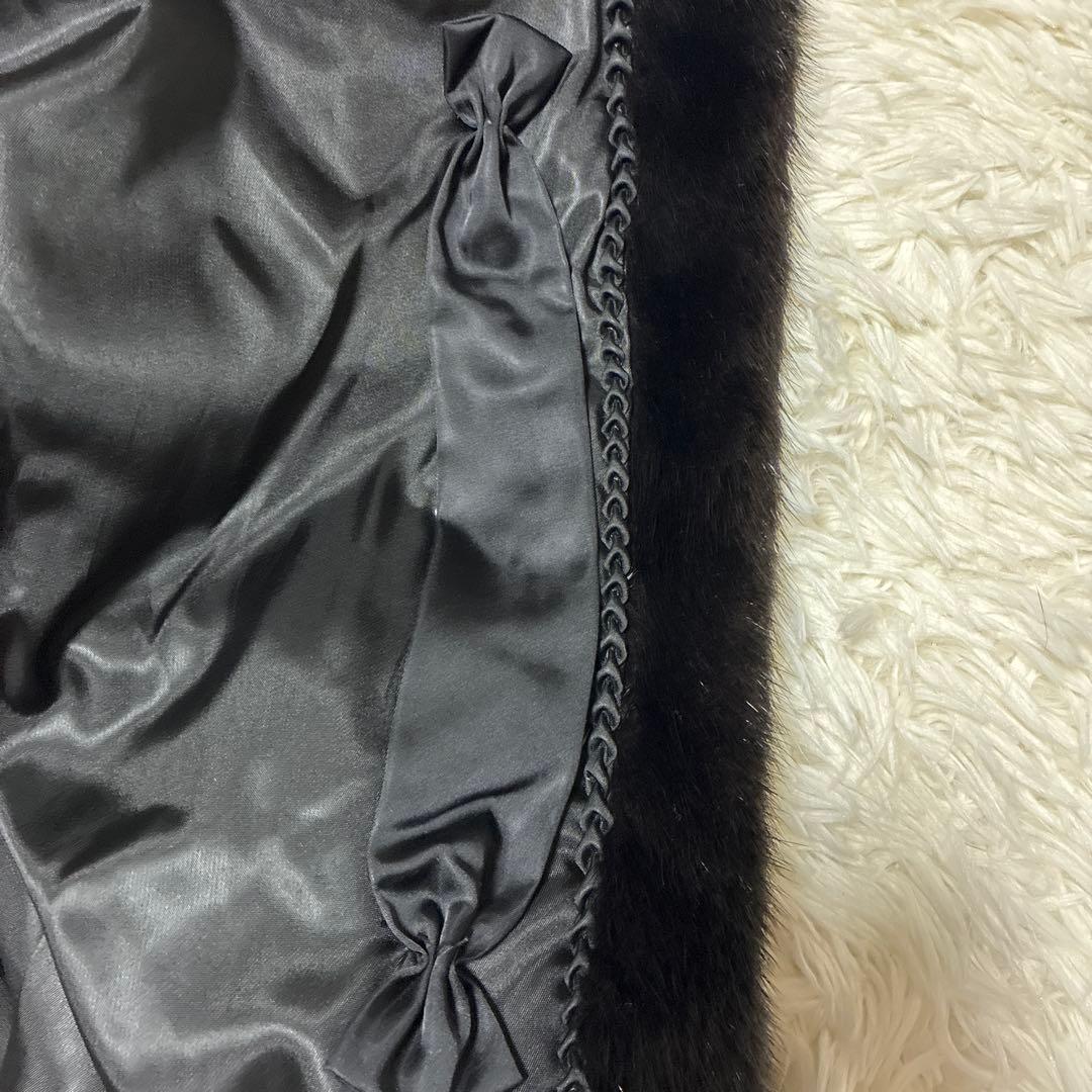 ブラックミンク 毛皮コート ミドル丈 高級 艶　光沢 大きいサイズ　リアルファー