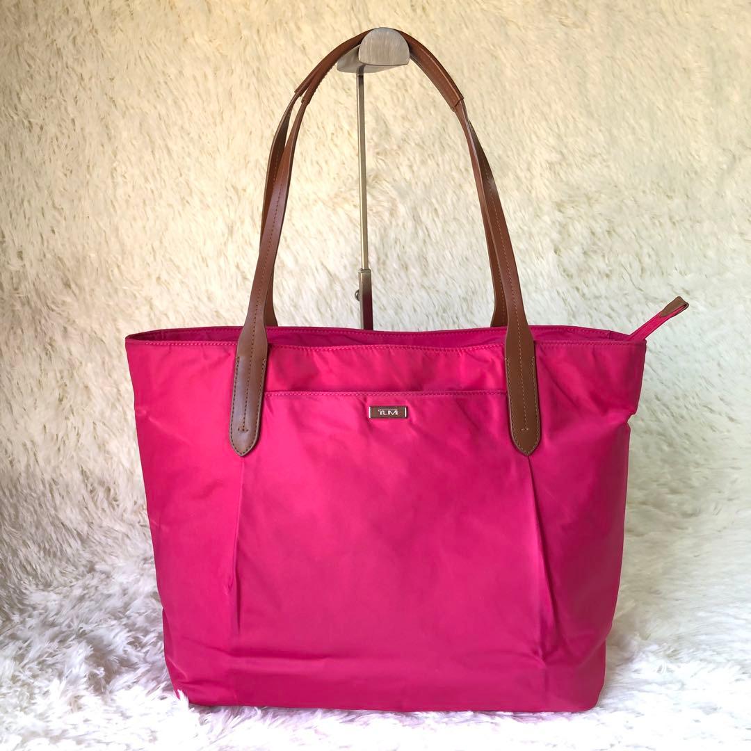 TUMIトートバッグ ナイロン製 ピンク 大容量 A4可 肩かけ可