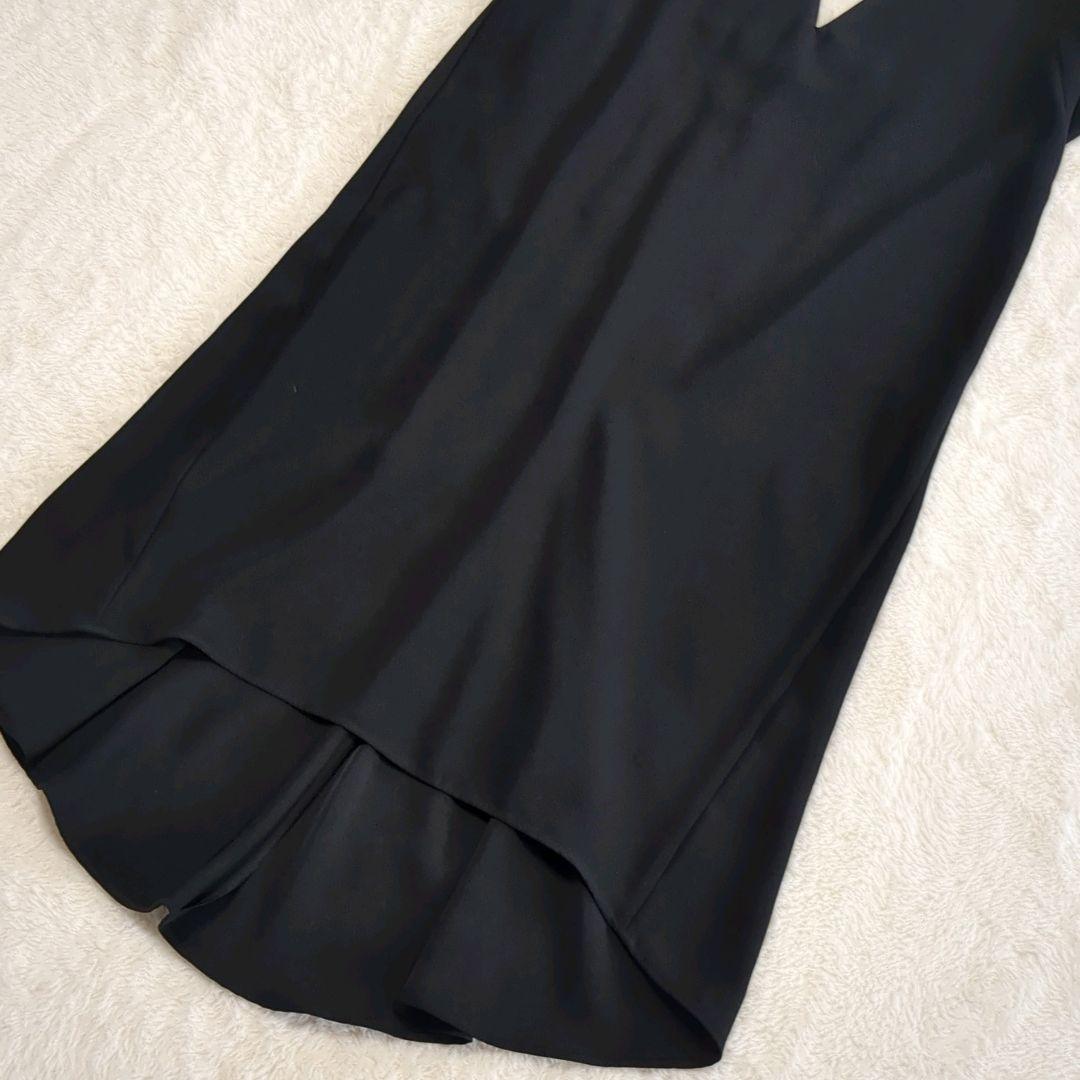 美品　アドーア　Ｗジョーゼットワンピース　ジャンパースカート　棒タイ　黒　S